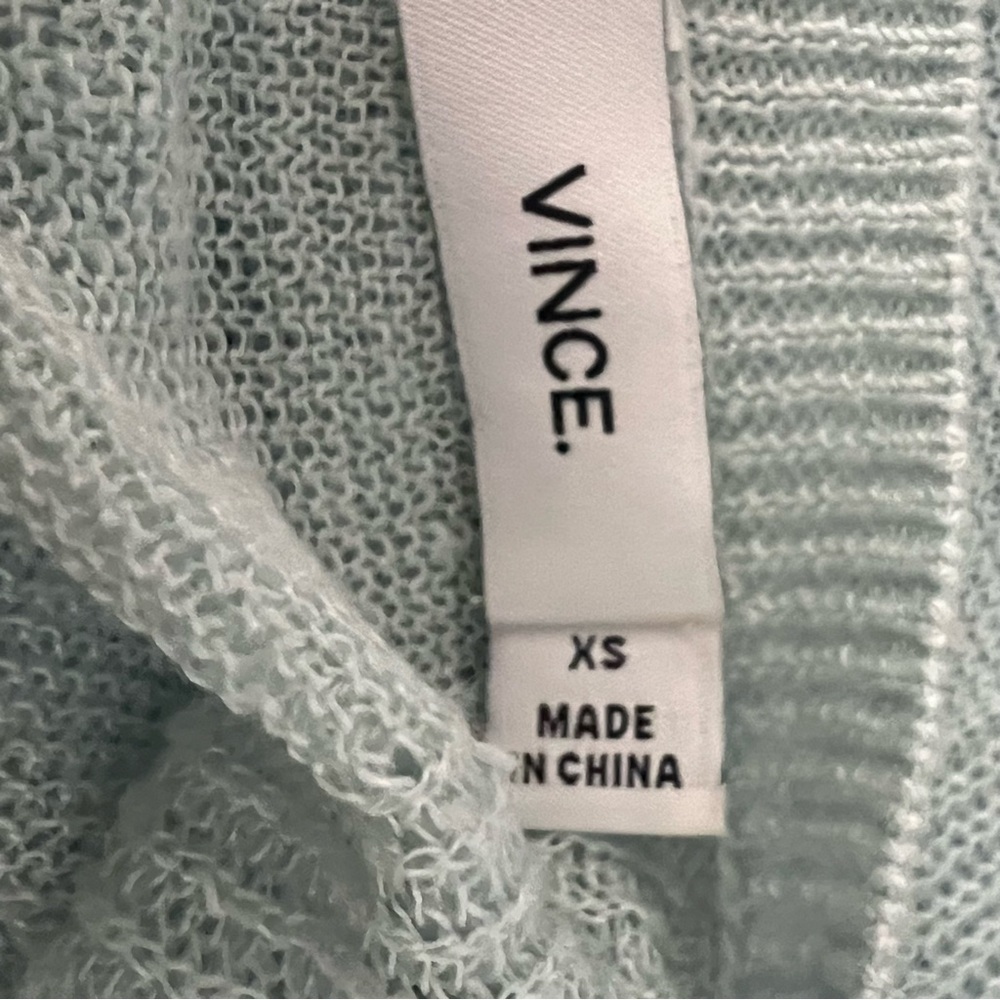 Vince 100% Linen Beachy Casual Pullover Sweater Light Blue SZ XS - Picture 9 of 10
